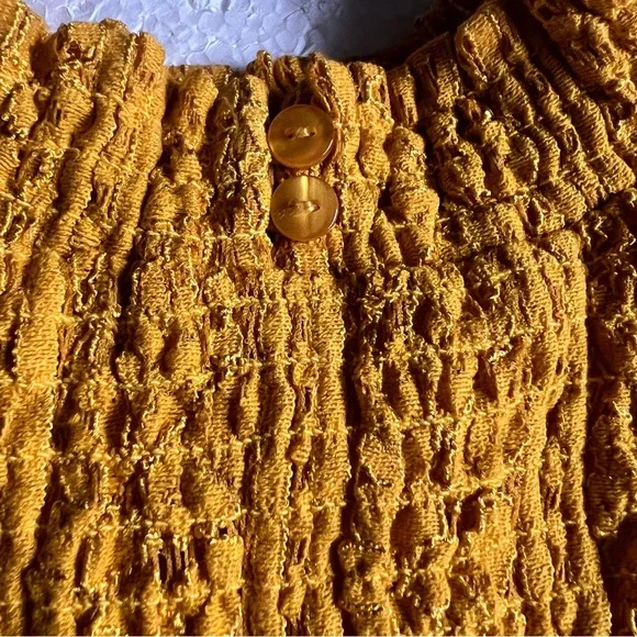 Kate & Mallory Mustard Yellow Lace Blouse with Ruffles-Size 2X - Picture 3 of 16